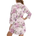 thumbnail image 2 of Xoenoiee Purple Peony Flower Print Beach Cover Ups for Women Summer Long Sleeve Button Down Midi Shirt Dresses Curved Hem Vacation Swimwear Coverup, 3XL, 2 of 7
