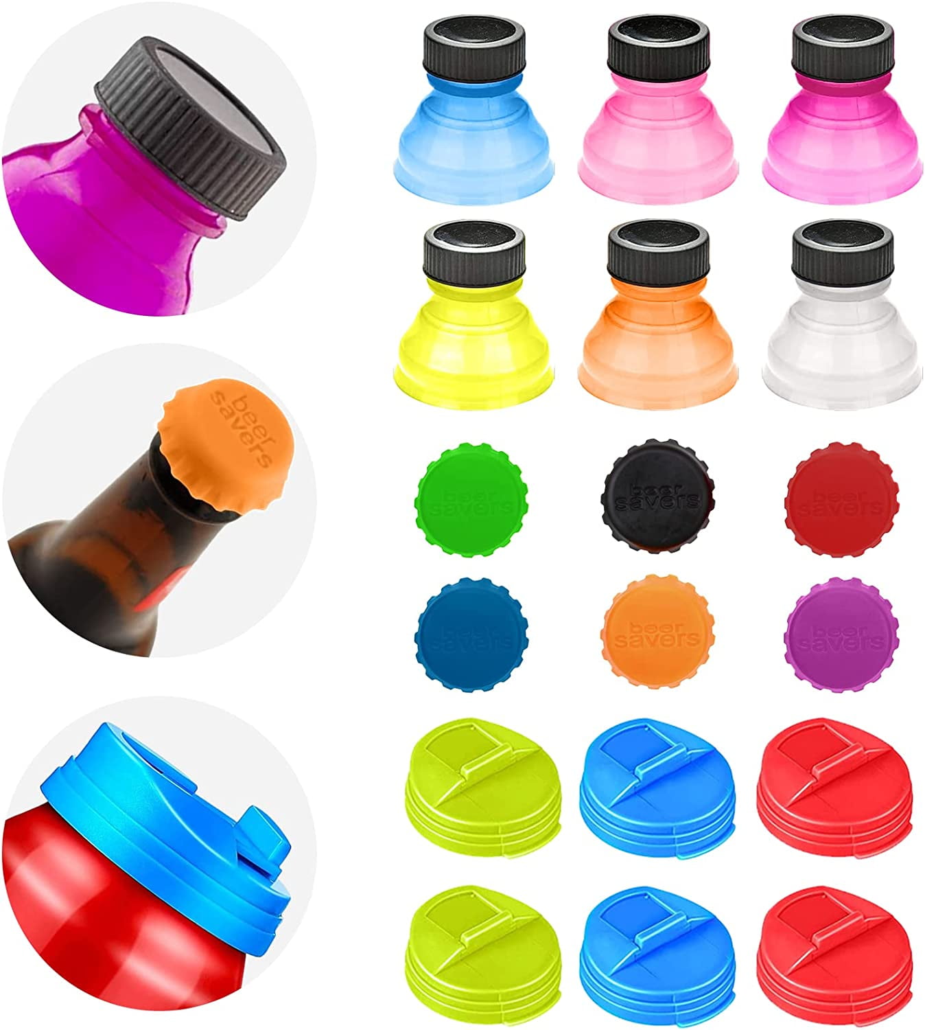 VEGCOO Bottle Lids Set, 6 Pcs Soda Can Lids + 6 Pcs Can Covers + 6 Pcs
