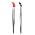 thumbnail image 2 of 2 PCS Tweezers Curved Bent Rubber Tip Tweezers Stainless Steel Crafts Tweezers for Lab Jewelry Making, 2 of 10