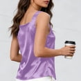 thumbnail image 4 of Women's Cotton Polyester Blend Camisole,V-Neck Sleeveless Solid Color Casual Tank Top Everyday Basic Tops Purple XXL, 4 of 6