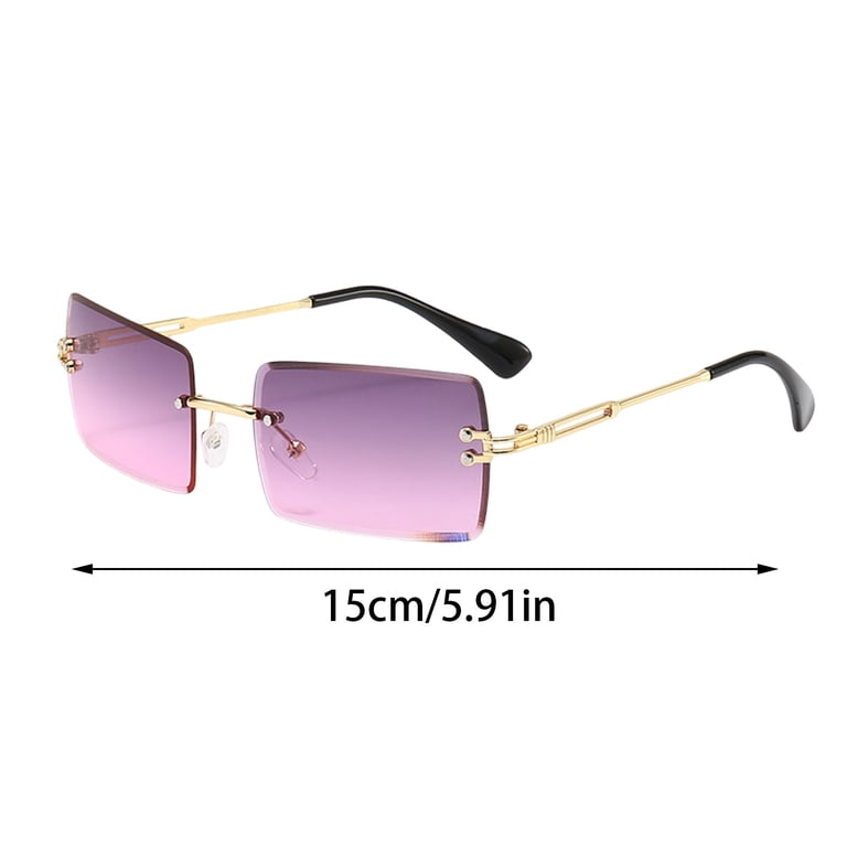 Rimless Rectangle Sunglasses with UV400 Protection Metal Frame Forestwhale Rimless Rectangle Sunglasses for Men Women  main image 2