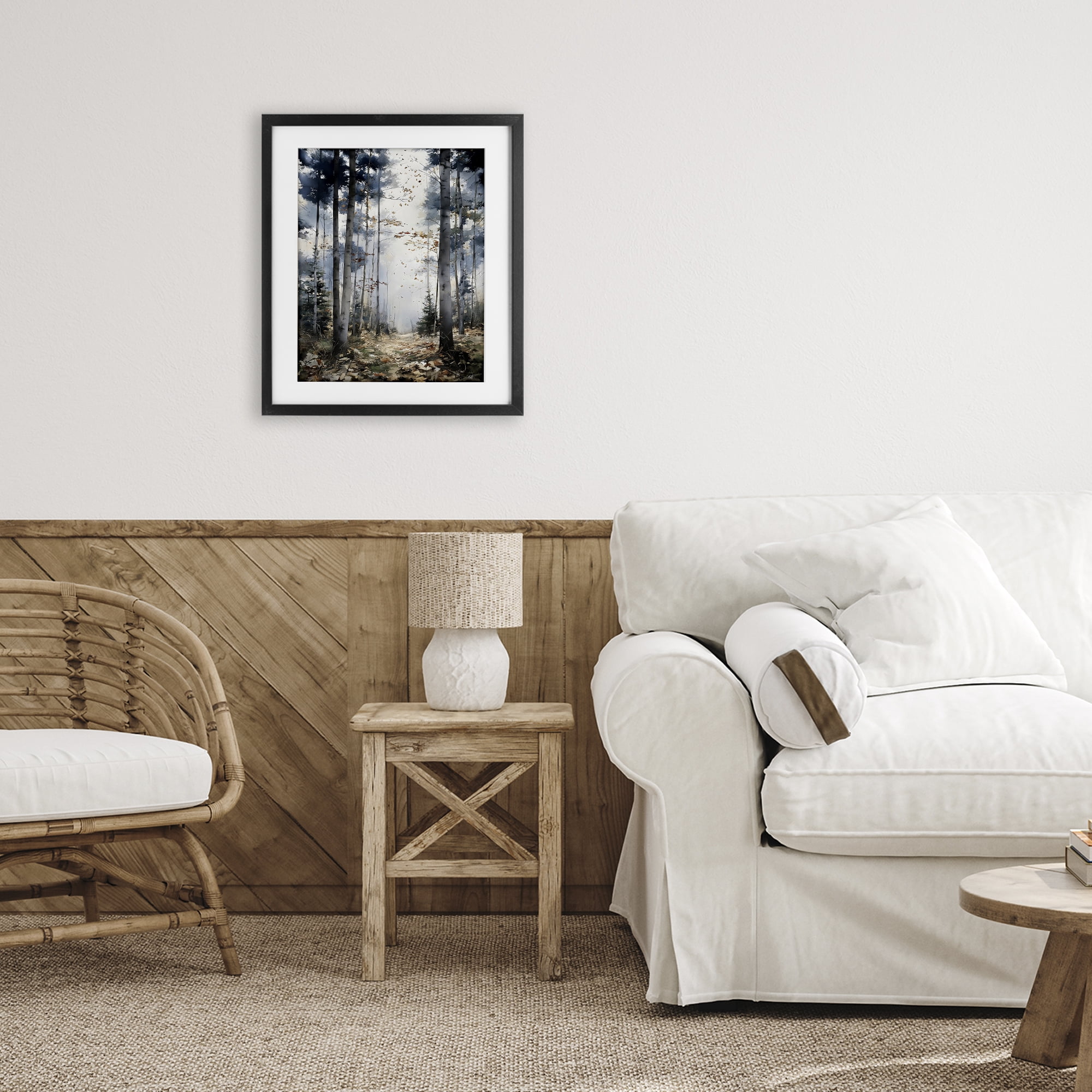 Stupell Industries Cold Woods Birch Forest Black Framed Print Under Glass, design by Franklyn Gregory