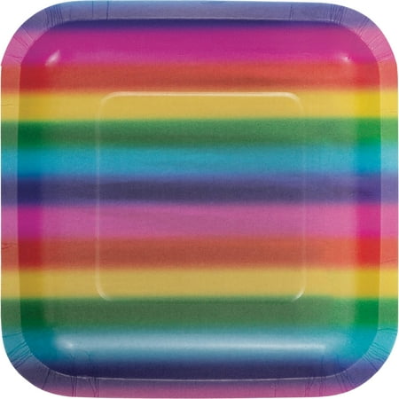 Rainbow Foil Birthday Dessert Paper Plates, 10 Count