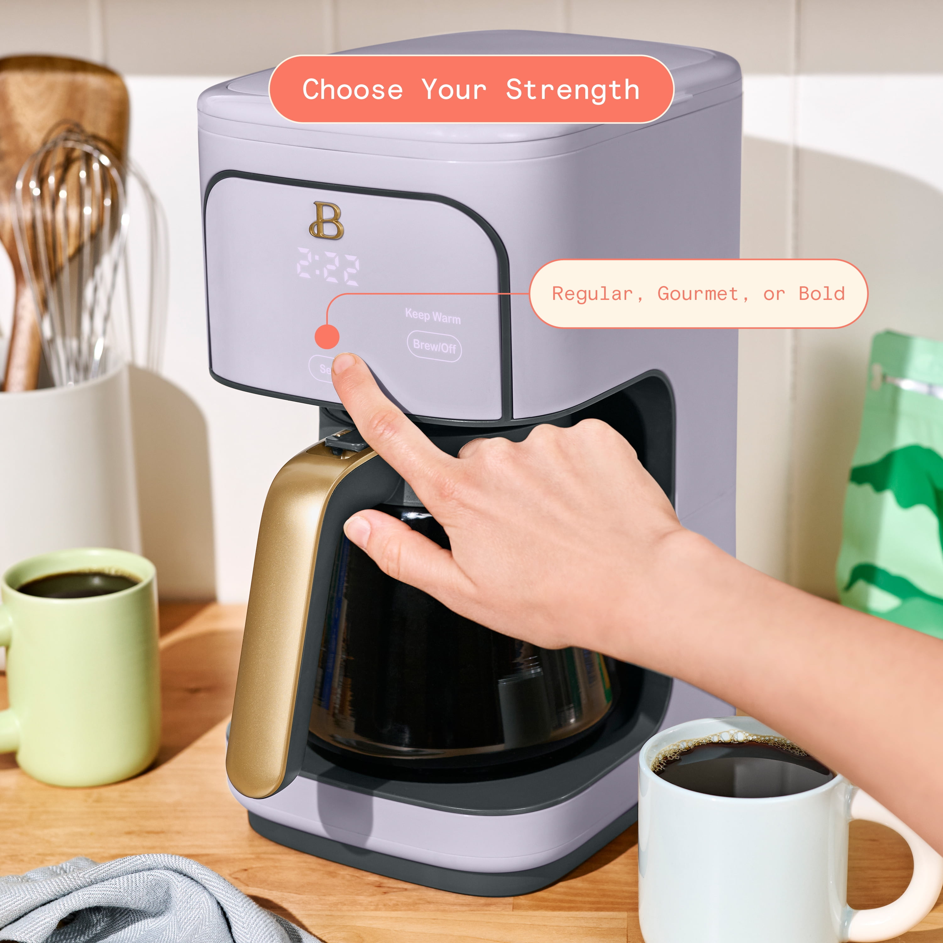 Beautiful 12 Cup Programmable Coffee Maker, Lavender by Drew Barrymore