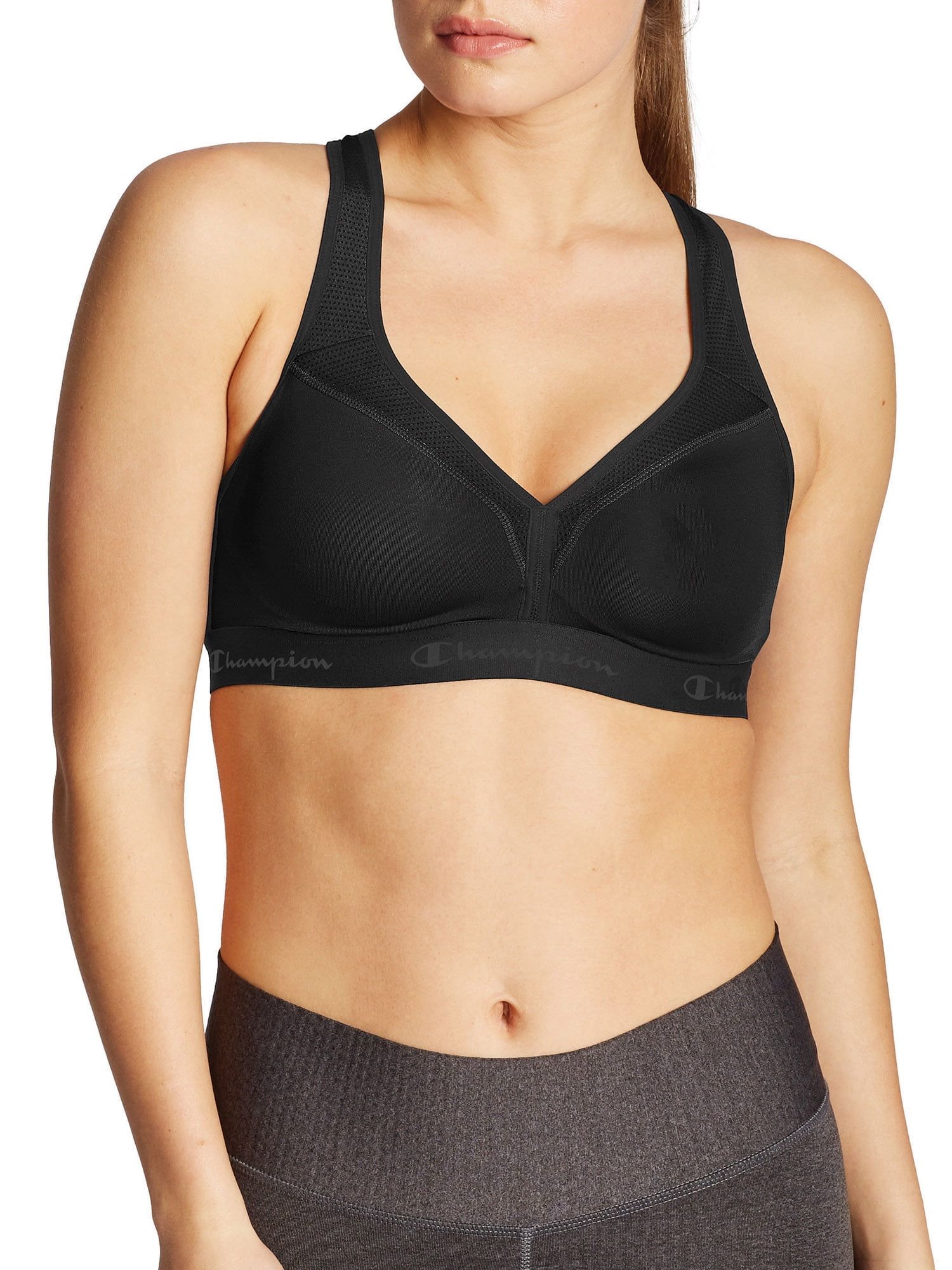 Champion Med Support Sports Bra Black Size Medium Curvy Show off Style B9373 for sale online 