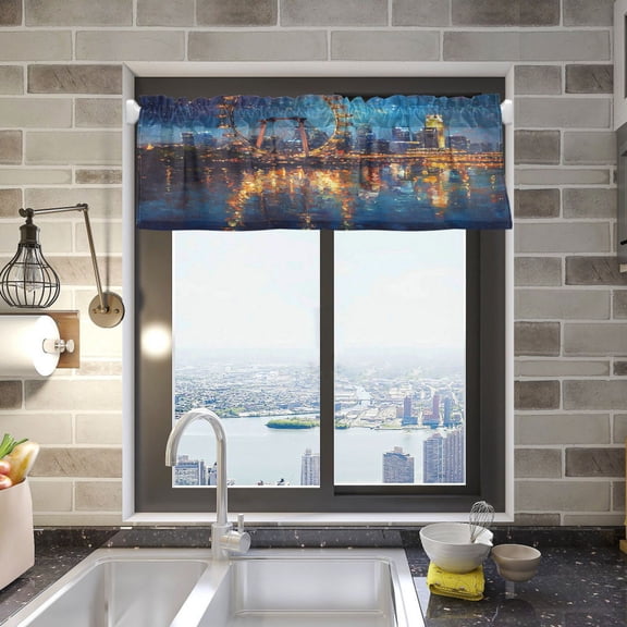 BZSMCE Alance Curtains Ferris Wheel Painting Design Modern Style Pattern Window Curtain Valance 52W" x 18L" for Kitchen Living Room Bedroom