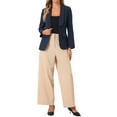 thumbnail image 2 of INSPIRE CHIC Women's Winter Shawl Lapel Long Sleeve Pockets Office Jacket Blazers S Dark Blue, 2 of 6