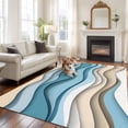 thumbnail image 2 of 8'x10' Area Rugs, Aqua Beige Ombre Indoor Outdoor Area Rug for Living Room Bedroom, Moire Modern Abstract Art Geometric Washable Bathroom Rugs Kitchen Floor Carpet Mats Home Decor Aesthetic, 2 of 8