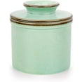 thumbnail image 1 of FZC-- Plat à Beurre Français, Beurre en Céramique pour Comptoir avec Ligne d'Eau, Garde-Beurre pour Beurre à Tartiner - Cadeau de Noël Décoration Maison - Collection de Glaçures Réactives - Vert Écume de Mer, 1 of 4
