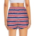 thumbnail image 2 of Lsque USA Colors Stripes Printed Women's Running Shorts with Liner Pockets,Elastic Quick Dry Workout Athletic Gym Yoga Shorts,Womens High Waist Shorts-, 2 of 9