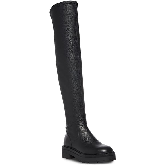 Steve Madden Womens Industry Faux Leather Chunky Thigh-High Boots