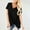 Black, variant on TIANZEN Women's V Neck Knot Short Sleeve T Shirt Lace plus Women Layering plus Size Party Tops