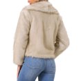 thumbnail image 3 of INSPIRE CHIC Womens Faux Fur Coat Lapel Open Front Long Sleeve Fluffy Shaggy Jacket Winter Warm Furry Overcoat L Beige, 3 of 6