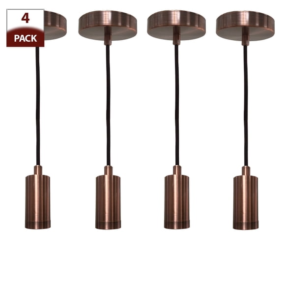Keyless Antique Copper Cylinder Shaped Pendant Light Socket and Canopy