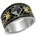 thumbnail image 1 of Men Two-Tone IP Gold Stainless Steel Ring with Synthetic in Jet - Size 8, 1 of 1