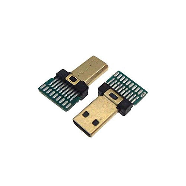 Micro Mini HDMI Male Connector Plug Breakout Board 19P Solder Pad - Pack of 2