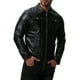 thumbnail image 2 of Chaqueta de motociclista de otoño lavable con agua y cuello vuelto, chaquetas de piel sintética negras, 2 of 5