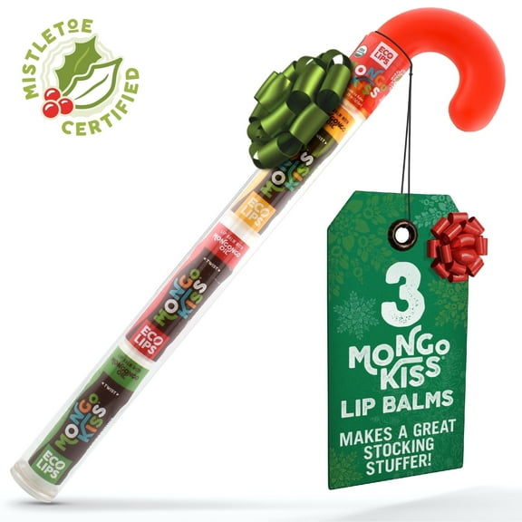 Eco Lips Novelty Plastic Candy Cane Gift Set Organic Lip Balm, Candy Cane