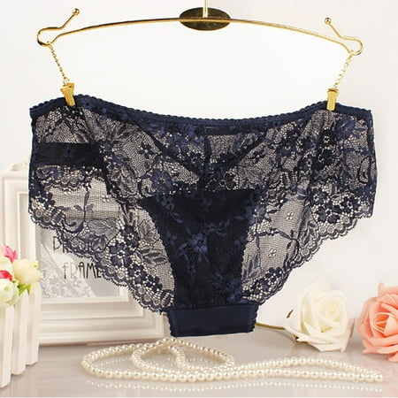 

Pxiakgy lingerie for women Women Lace See-Through Breathable Fashion Panties Briefs Lingerie Underwear Dark blue + L