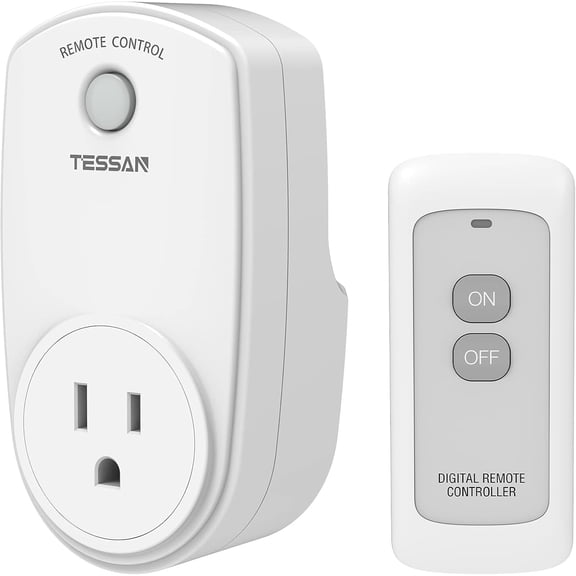 Remote Control Outlet, Wireless Electrical Plug Switch for Lights, Lamps, Fans, 100ft RF Range, 1200W (1 Remote 1 Outlet)