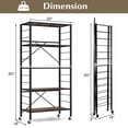 thumbnail image 3 of Costway 2 PCS 5-Tier Folding Shelf Free DIY Design Shelving Unit with 4 Universal Wheels Black, 3 of 10