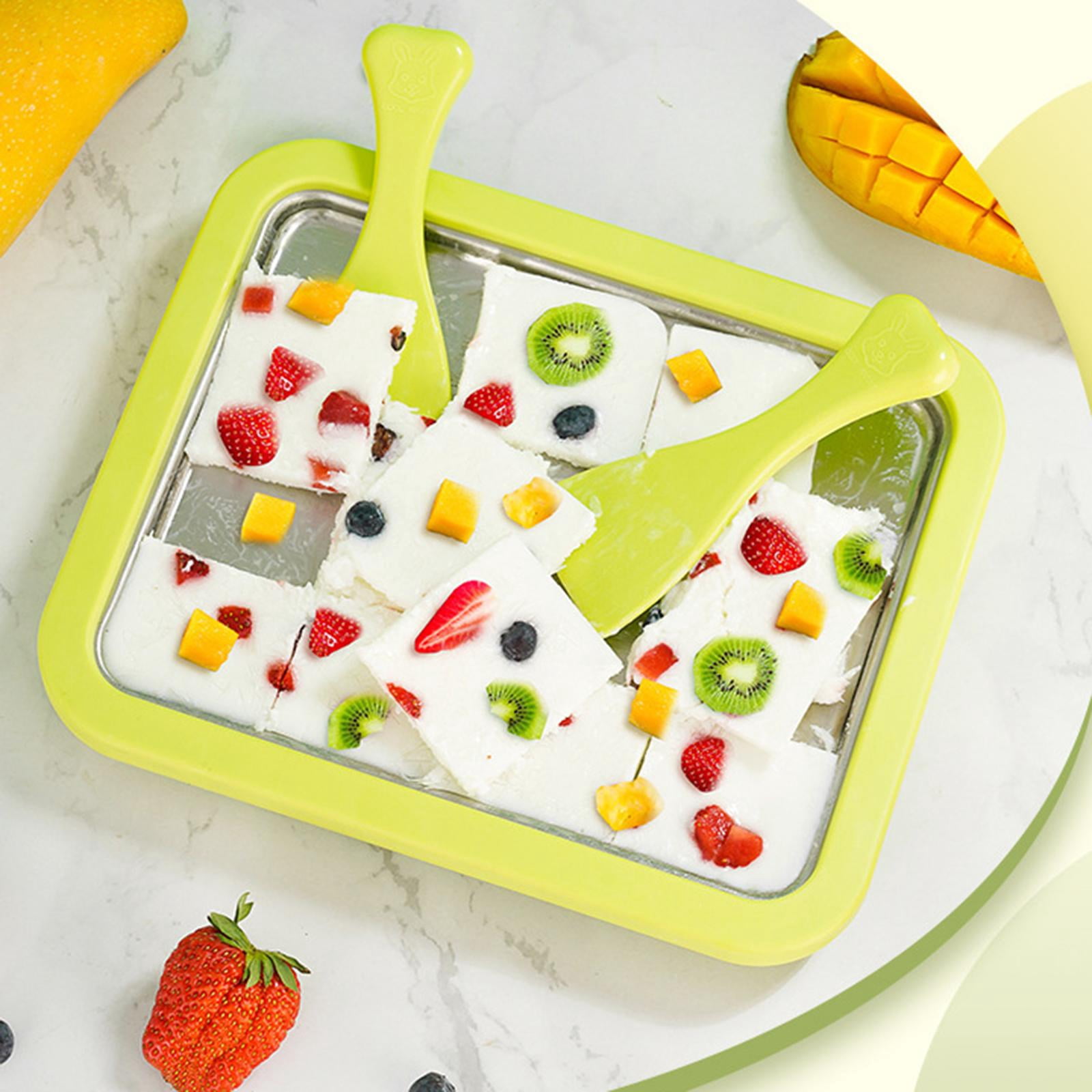 Fiocias DIY Ice Cream Maker Easy to Use Stainless Steel for Home Freezer Plate Anti Slip Yellow