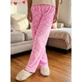 thumbnail image 4 of Pantalones de mujer para el Día de San Valentín, con estampado romántico de corazones, cintura elástica con cordón ajustable, pernera ancha y corte holgado, estilo casual para uso diario., 4 of 9