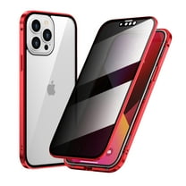 Anti-Peeping Case for iPhone 13 Pro Max 2021(6.7 inch), Allytech Double-Sided Tempered Glass Privacy Screen Protector Anti-Spy Magnetic Adsorption Full Protective Metal Frame Cover, Red