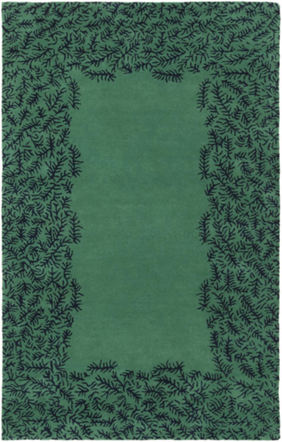 2' x 3' Semarapura Navy Blue and Emerald Green Hand Tufted Wool Area