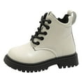 thumbnail image 3 of Gvdentm Boots for Girls Toddler Boys Girls Boots Kids Work Boots Winter Snow Boots Lace Up Hiking Outdoor Boots(White,3), 3 of 9
