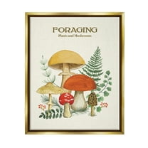 Stupell Industries Botanical Plants & Mushrooms Botanical & Floral Painting Gold Floater Framed Art Print Wall Art, 25 x 31