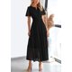 thumbnail image 4 of Vestido largo PRETTYGARDEN 2025, verano, cuello en V, ojales, negro, 4 of 8