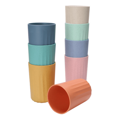 

Set 5 Multicolor Mug for Coffee Tea Water Milk Juice Wheat Straw Cup Unbreakable Non-toxin BPA free and Healthy for Kids Children Toddler & Adult (Random Color)