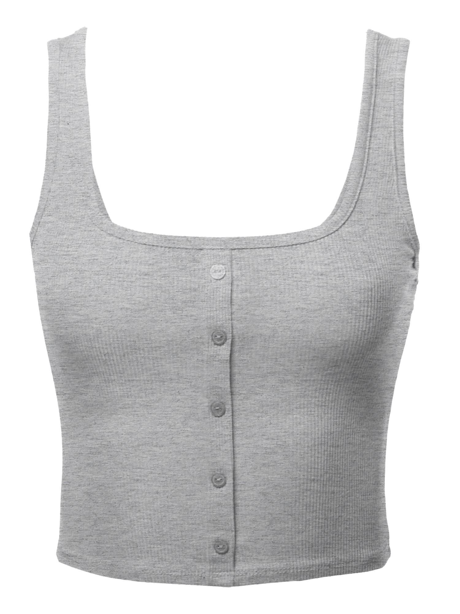 FashionOutfit Women's Solid Button Up Crop Top