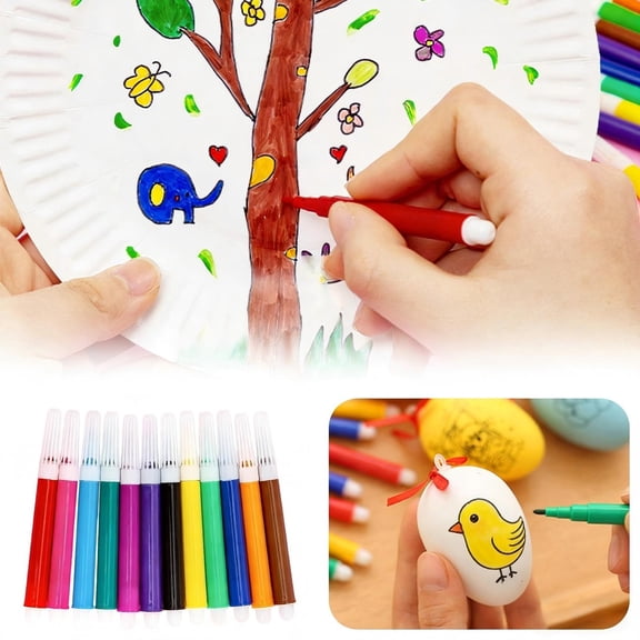 Mini Markers Colored Pen 3.4 Inch Vibrant Colors Portable Short Colored Markers Assorted Multicolor Watercolor Marker Pen for Paint Ornaments, 12 Colors