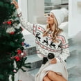 thumbnail image 2 of Wang6 Christmas Sweaters for Women Trendy Long Sleeve White Knits Fall Winter Crew Neck Merry Xmas Reindeer Knit Pullovers Tops White S, 2 of 8