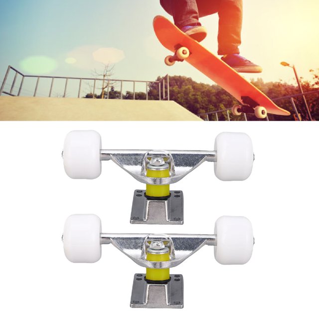 Ensemble de 2 Pcs de Camions et Roues de Planche à Roulettes, Alliage d'Aluminium Excellente Adhérence Absorption des Chocs 5 Pouces Longboard Truck, Connexion Ergonomique Ensemble de Départ de Planche à Roulettes Résistant à l'Usure pour
