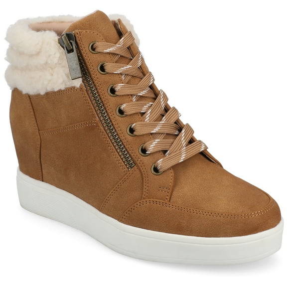 Journee Clarity High Top Round Toe Comfort Wedge Sneaker