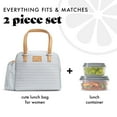 thumbnail image 2 of Fit+Fresh Lunch Bag For Women, Insulated, Leakproof With Containers, Laketown Grey Stripe, 2 of 6