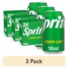 (3 pack) Sprite Lemon-Lime Caffeine Free Soda Pop Cans, 12 fl oz, 24 Pack