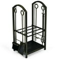 thumbnail image 1 of Gymax Fireplace Log Rack with 4 Tools Set Fireside Firewood Holders Indoor Bronze, 1 of 10
