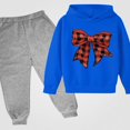 thumbnail image 2 of Vornjynx Girls 2 Piece Outfit （2-13） Hooded Sweatshirt with Christmas Print and Sweatpants Set Casual Clothing Set Blue, 2 of 3