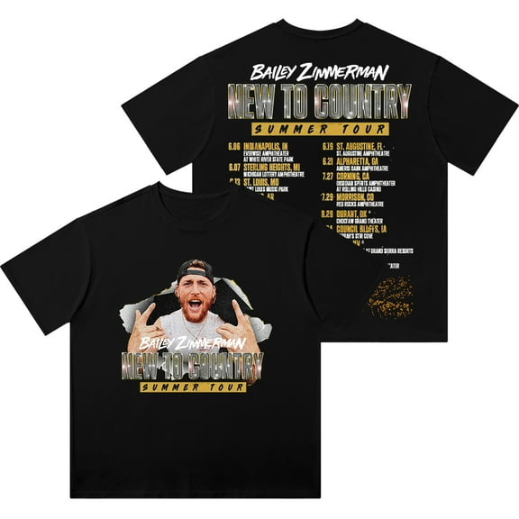 Bailey Zimmerman New To Country Summer Tour Merch Vintage Wash Tee Unisex Short Sleeve T-Shirts