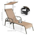 thumbnail image 3 of Costway Chaise Longue de Patio Robuste à 5 Niveaux Réglables, Fauteuil Inclinable d'Extérieur avec Auvent et Gobelet, 3 of 9