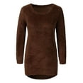 thumbnail image 2 of Innerwin Hauts Tricotés Manches Longues Pull Femme Vêtements de Détente Col Rond Tunique Ample Blouse Marron m, 2 of 6
