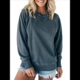 thumbnail image 3 of Sudadera Informal de Larga con Cuello Redondo para Mujer, Sudadera Holgada Negro y Gris M, 3 of 7