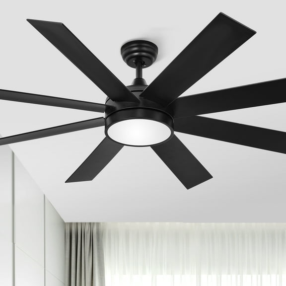 Dextrus 60'' Black LED Modern Indoor/Outdoor Ceiling Fan with Remote Control