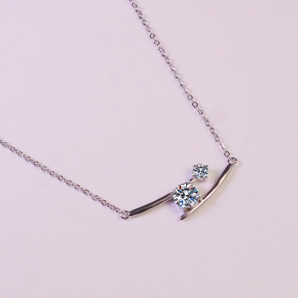 Collar de palillos de plata esterlina 925 collar de piedra mosan de 1 quilate regalo de San Valentín