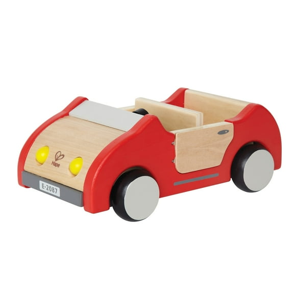 Hape Dollhouse Family Car - Red - Kids Wooden Car Toy, Push Vehicle Accessory For Complete Doll House, 8.9 x 3.5 x 5.1", Pretend Play, Ages 3 