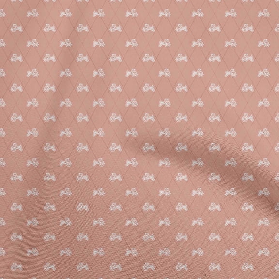 oneOone Velvet Peach Fabric Tractor Sewing Material Print Fabric By The Yard 58 Inch Wide
